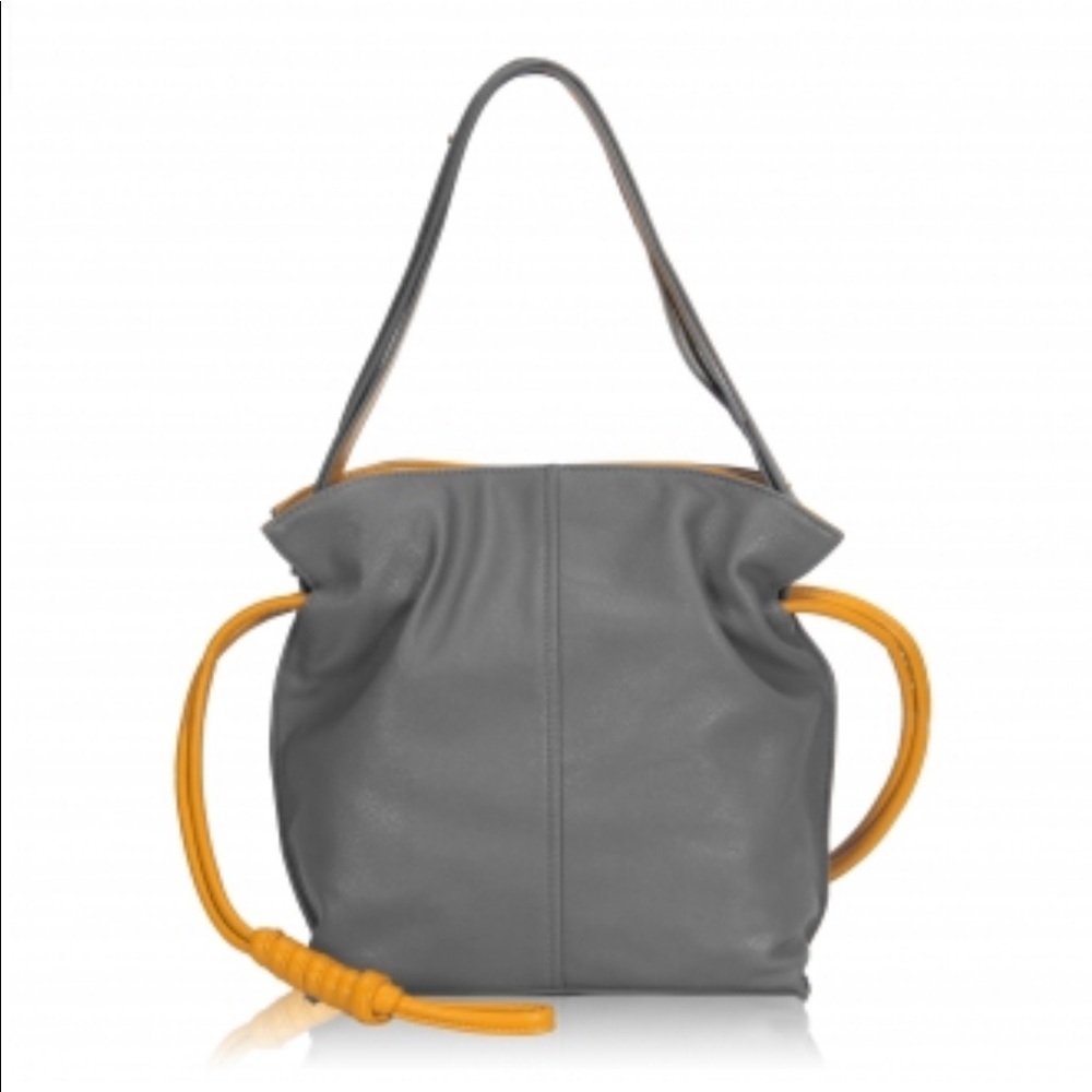 Hynes Victory Drawstring Bucket Gray Shoulder Bag